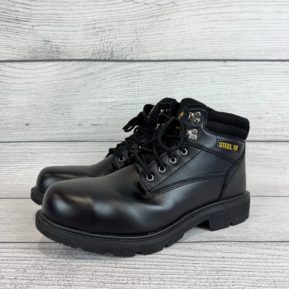 Brahma Men's Black Steel Toe Leather Heavy Duty Work Boots Size 14W